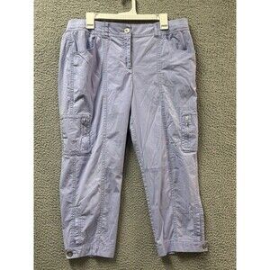 Chicos Cargo Pants Size 2 (US 12) Purple Pull On Capri Crop